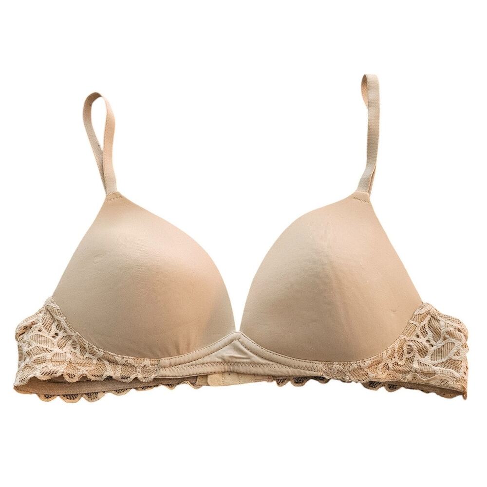 SO Intimates Womens Sz 34B Classic T Shirt Bra Solid Beige